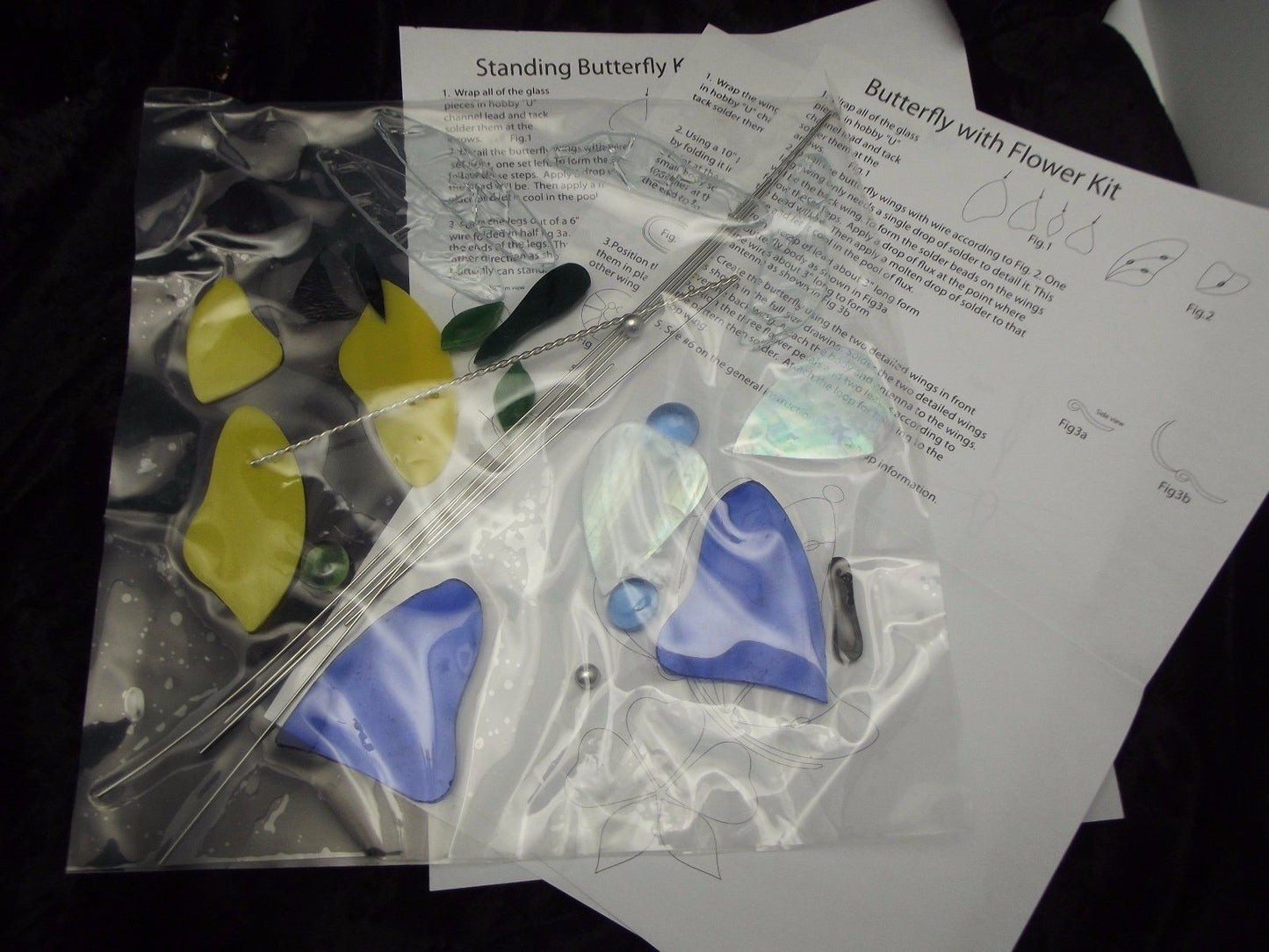 INSECT TRIO Butterfly Dragonfly Precut Stained Glass KIT Studio One 9321 6x6"-