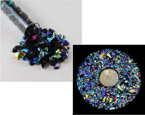 CBS Dichroic Frit 96 COE Rainbow One on BLACK Glass Fusing Supplies 2 oz tube- 