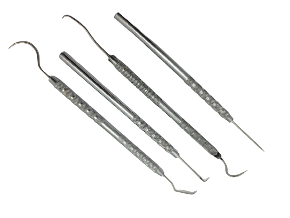 Pick Set Stainless Steel and Chrome Lampworking Shaping Tools Four Pieces-