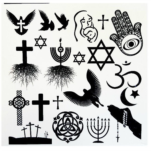 Religious Low Fire Fusing Decal Sheet 5x5" Black White Enamel Judaica Christian-