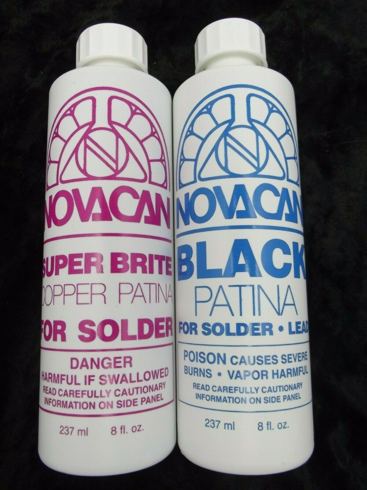 Novacan Super Bright Copper and Black Patina Pack Stained Glass Supplies 8 oz ea-