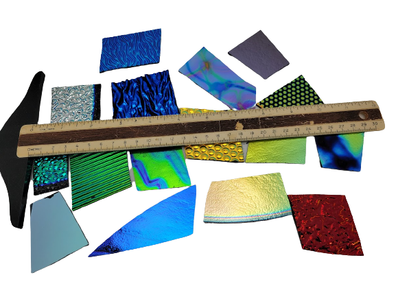 DICHROIC GLASS 1/2 lb Mix Color Texture on Black 90 COE Each Pack Is Different-