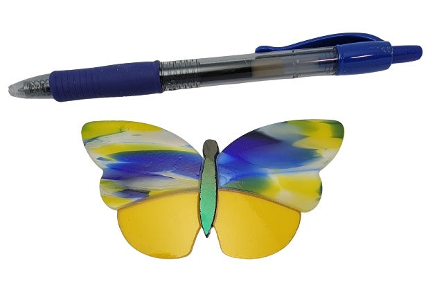 Anne's 96 COE BUTTERFLY Atlantis Yellow & Iridized Black Large Precut 4" wide by 2" Tall-