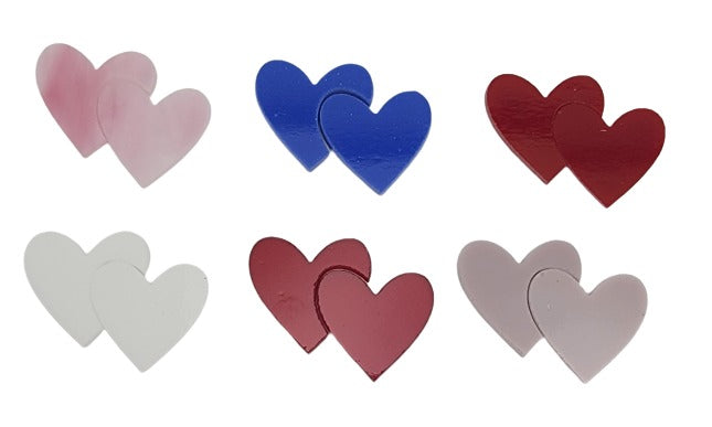 96 COE Double Heart 2 Piece Cluster Fusing Glass Precut Shapes Valentine's Day-