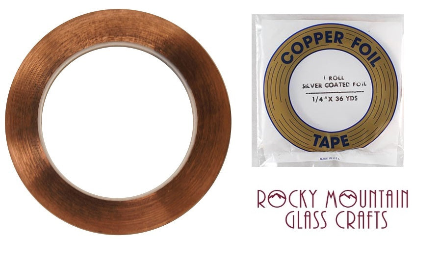 1/4" SILVER BACK EDCO Copper Foil Tape For Stained Glass 36 yards Supplies 1mil-