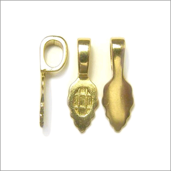 GOLD plated Jewelry Bails SMALL Fused Glass Pendants 25 6x15mm Leaf AANRAKU-