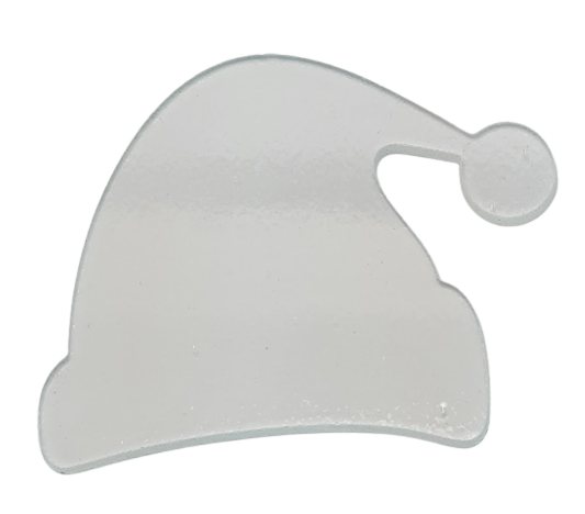 96 COE Winter Hat Precut Red & White or Clear Base Glass Fusing Supplies-