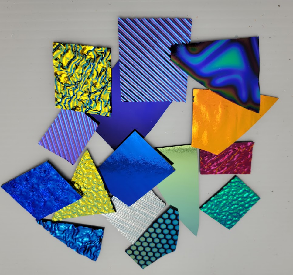 DICHROIC GLASS 8oz  Mix Color Texture Black 96 COE SCRAP Great Mix  Patterns-