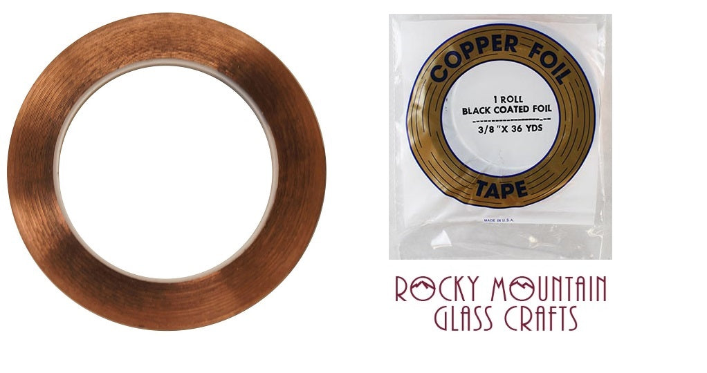 3/8" BLACK BACK EDCO Copper Foil Tape For Stained Glass 36 yards Supplies 1mil-