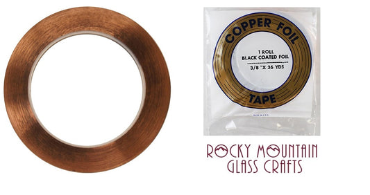 3/8" BLACK BACK EDCO Copper Foil Tape For Stained Glass 36 yards Supplies 1mil-