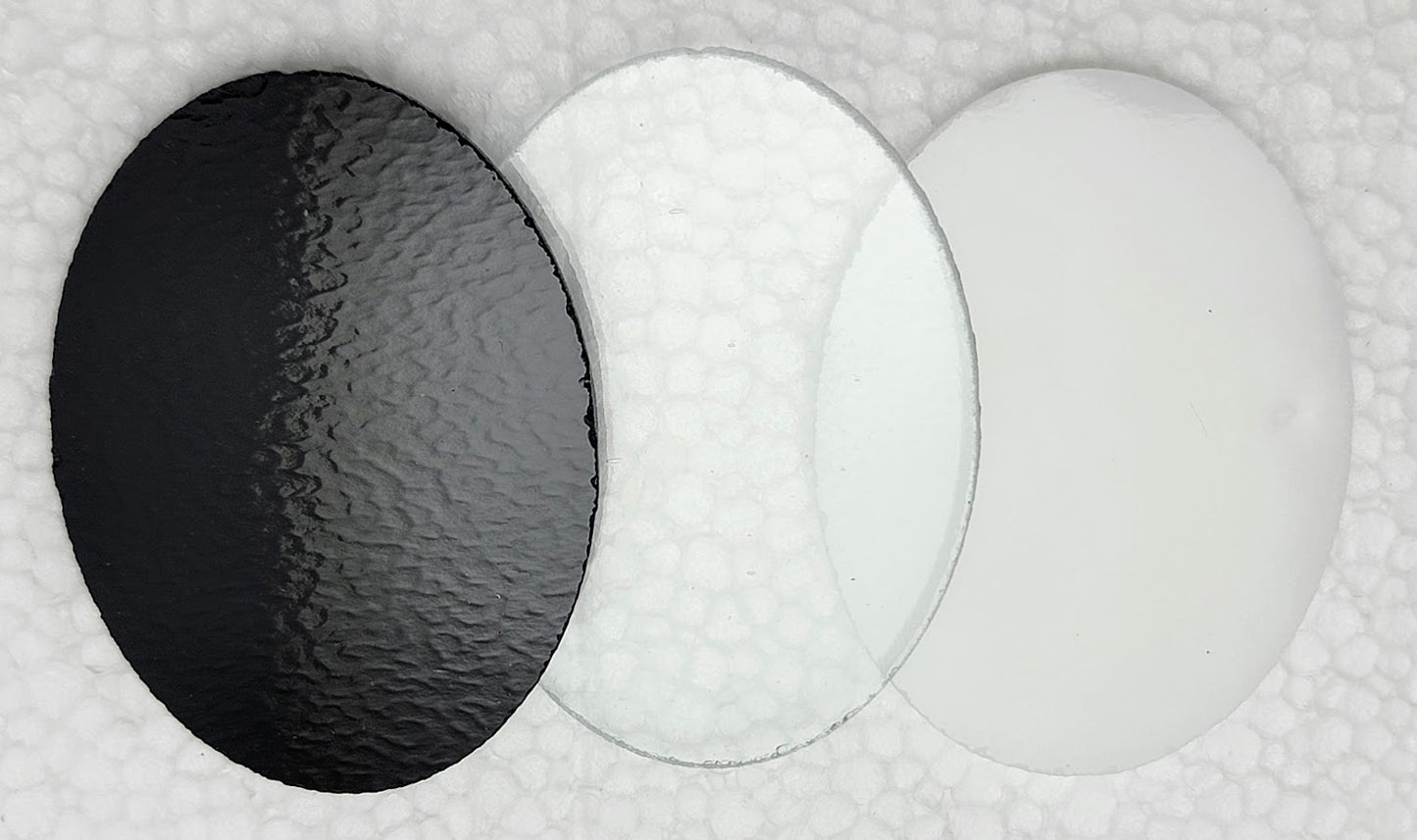96 COE OVAL Precut Glass 1" 1 1/2" 2" 3" Black White or Clear Fusing Supplies 3mm 1-10 Pieces-