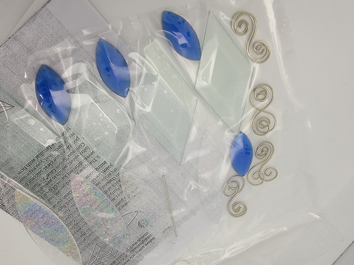KIT Blue BEVELED SNOWFLAKE Studio One Art Glass Precut Glass You Make It 9758-
