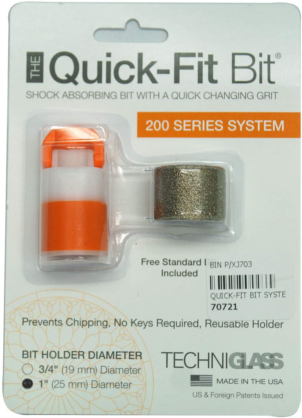 Quick Fit Bit System 200 Series 1" Fits Glastar G-8 Diamond Tech Burk Grinders-