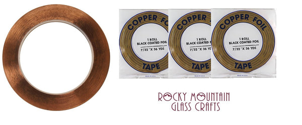 3 Packs 7/32" BLACK BACK EDCO Copper Foil Tape For Stained Glass 36 yards 1mil- 