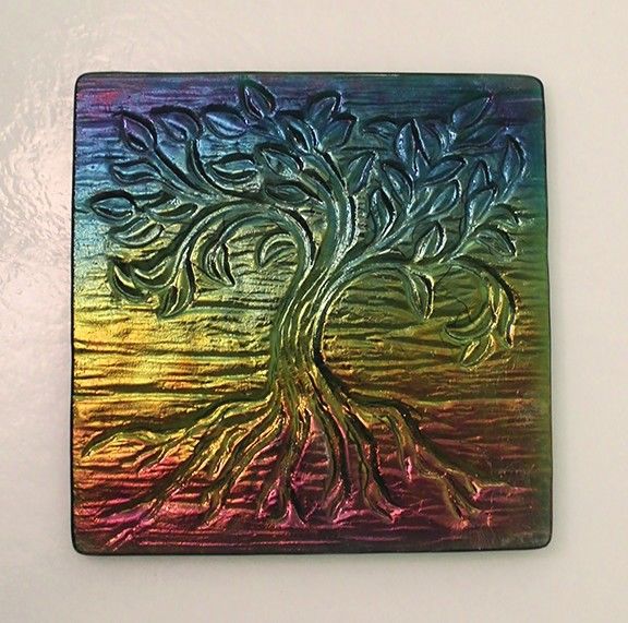TREE of LIFE Creative Paradise 13 Glass Kiln Fusing Mold Tile 7x7" Small Plate-