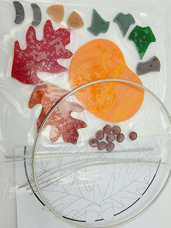 PUMPKIN RING KIT Studio One Art Glass Precut Kit 9827 Fall 8" Read Ad-