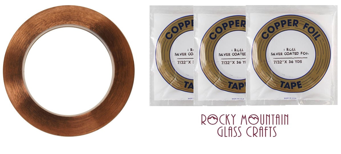 3 Rolls 7/32" SILVER BACK EDCO Copper Foil Tape For Stained Glass 36 yards Supplies 1mil-