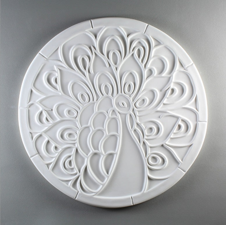Peacock Texture Round Glass Fusing Mold Creative Paradise 19 Plate 11" Platter-