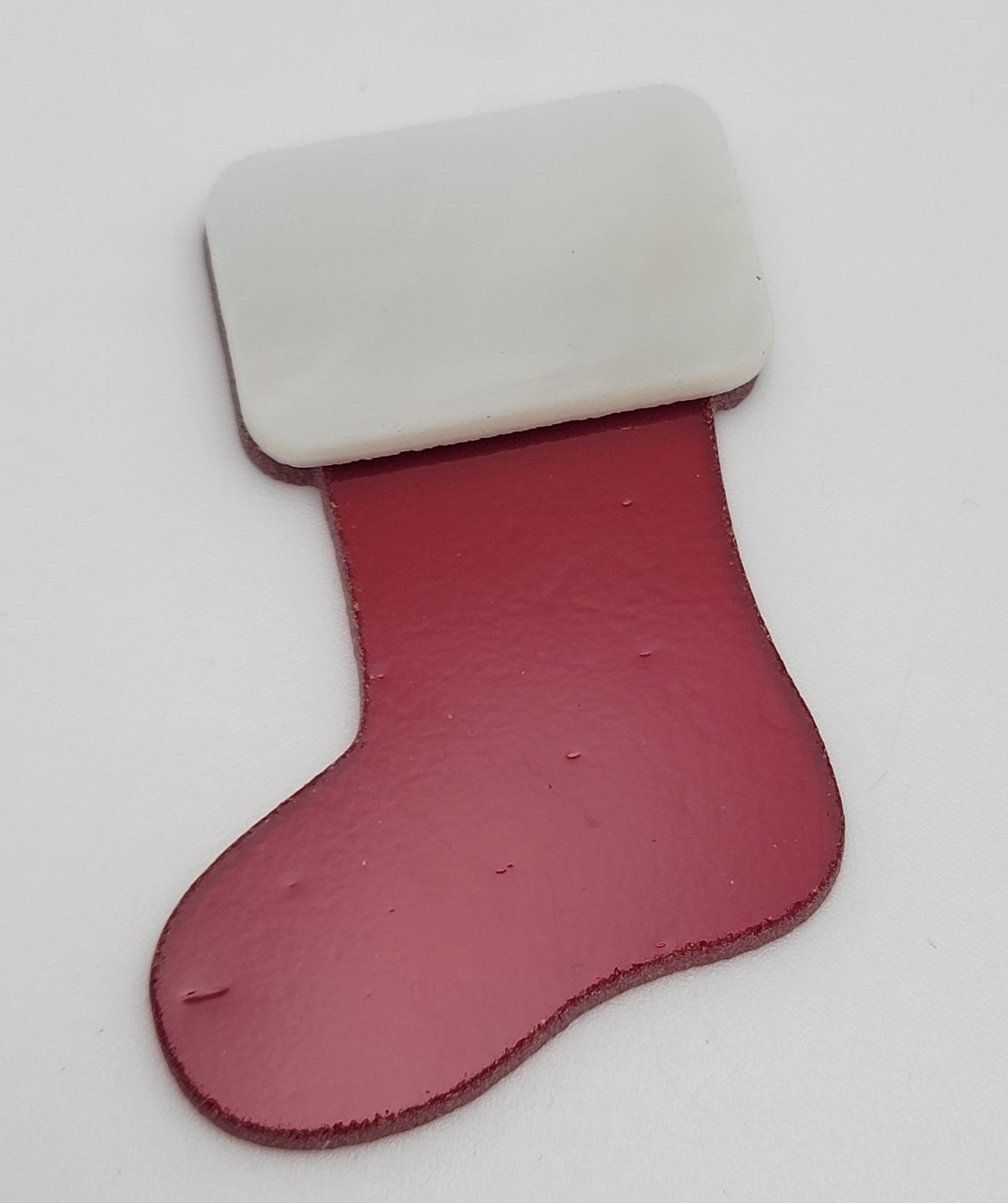 96 COE Precut Glass Christmas Stocking Transparent Red With White/Gold Wispy or Clear Base Fusing Supplies-