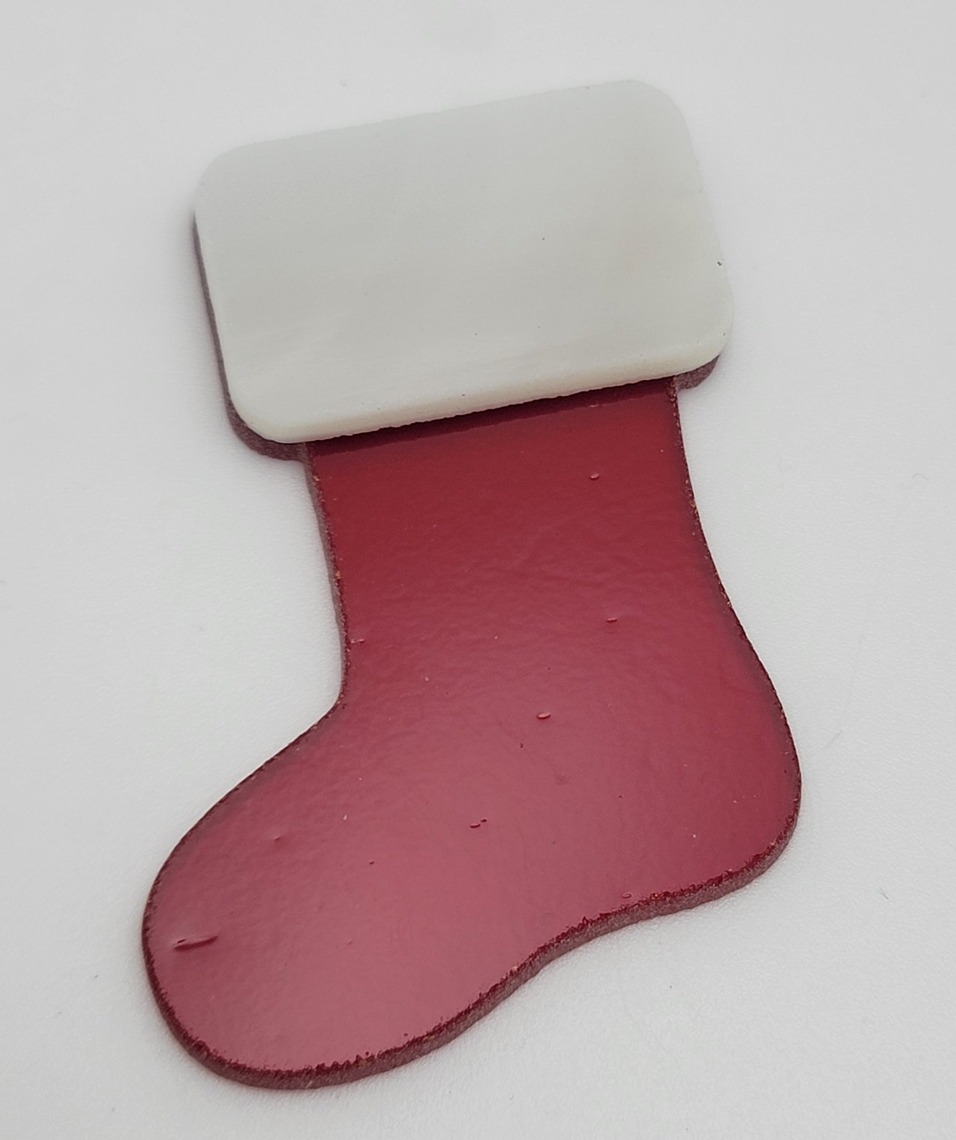 96 COE Precut Glass Christmas Stocking Transparent Red With White/Gold Wispy or Clear Base Fusing Supplies-