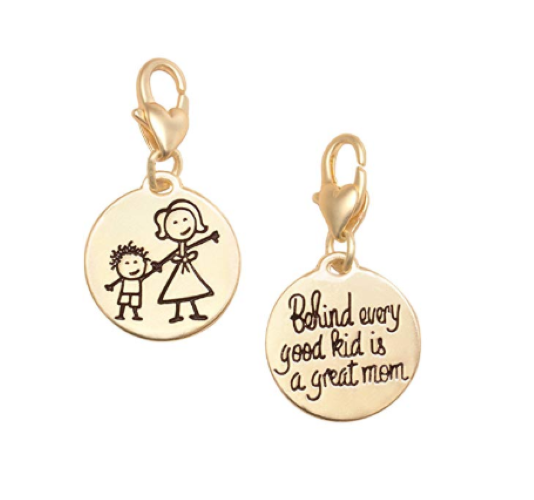 Behind Every Good Kid is a Great Mom two-sided Gold Tone Charm Amanda Blu Parent-