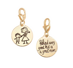 Behind Every Good Kid is a Great Mom two-sided Gold Tone Charm Amanda Blu Parent- 