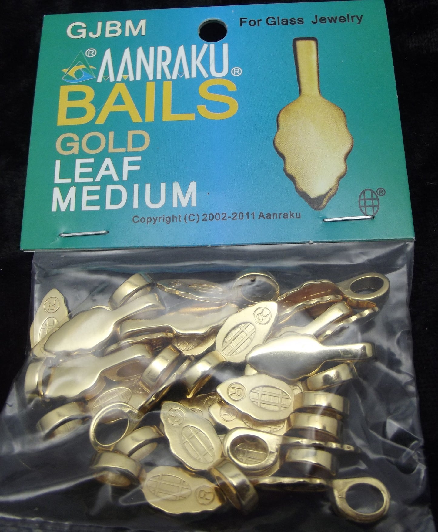 Aanraku GOLD plated Jewelry Bails MEDIUM Fused Glass Pendants 25 Glue-On Leaf-