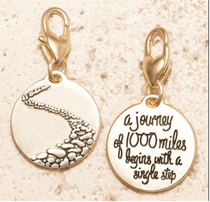 A Journey of 1000 Miles Begins with a Single Step Gold Tone Charm Amanda Blu-