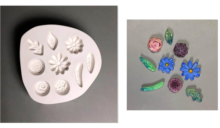 Small Leaves and Flowers LF201 Glass Fusing Mold Ceramic-