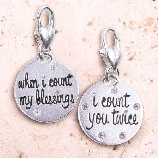 When I count my blessings I count you twice Silver Tone Medallion Clip-