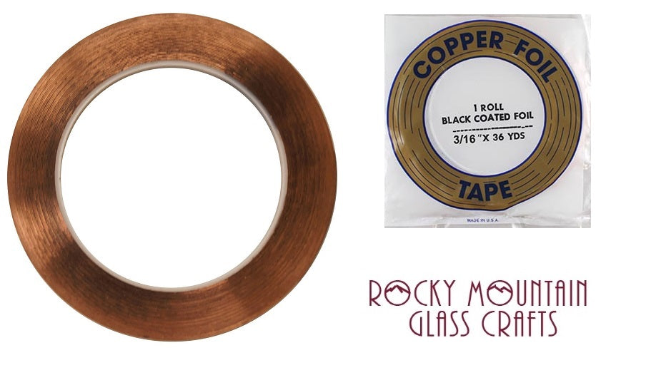 3/16" BLACK BACK EDCO Copper Foil Tape For Stained Glass 36 yards Supplies 1mil-