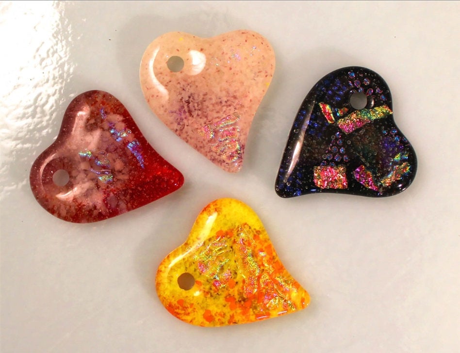 Holey Quad Hearts Pendant Glass Casting Mold Creative Paradise LF133 Fusing Supplies Makes Four At a Time-