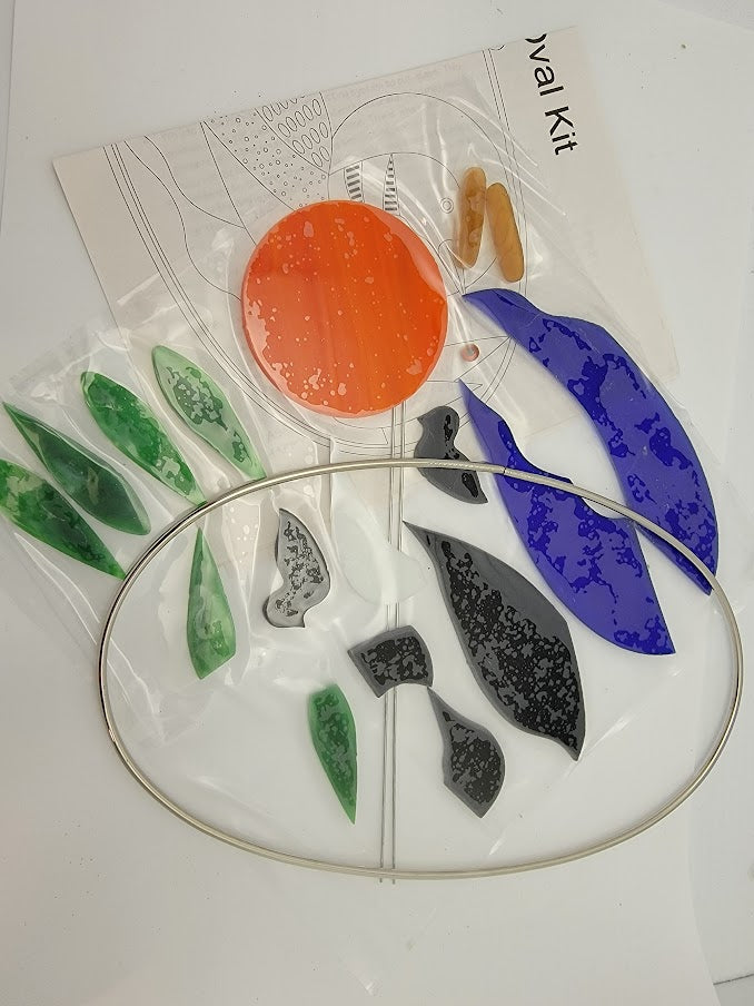 KIT! LOON & HER BABIES Oval Studio One Art Glass Precut Glass You Make It 9037-