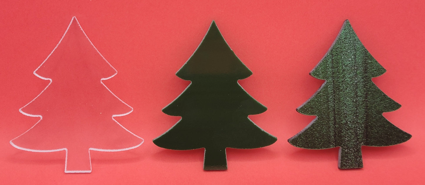 96 COE Pine Christmas Tree Green Aventurine Clear Base 3" Tall Ornament-