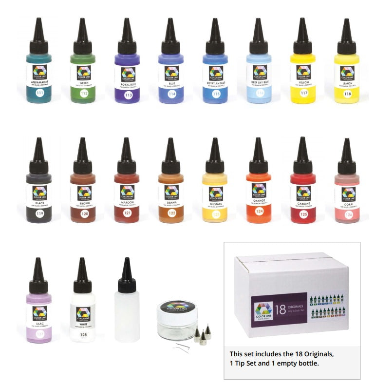 Color Line Basic Enamel Paint Pen Set for Ceramics and Fused Glass-