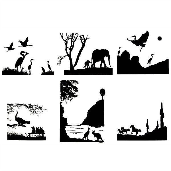 EXOTIC ANIMALS Glass Enamel Fusing Decals AAE Elephant Kangaroo Cat Horse Crane-