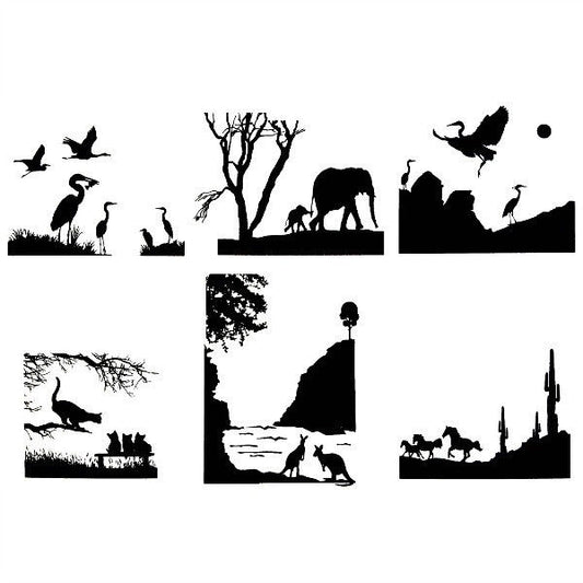 EXOTIC ANIMALS Glass Enamel Fusing Decals AAE Elephant Kangaroo Cat Horse Crane-