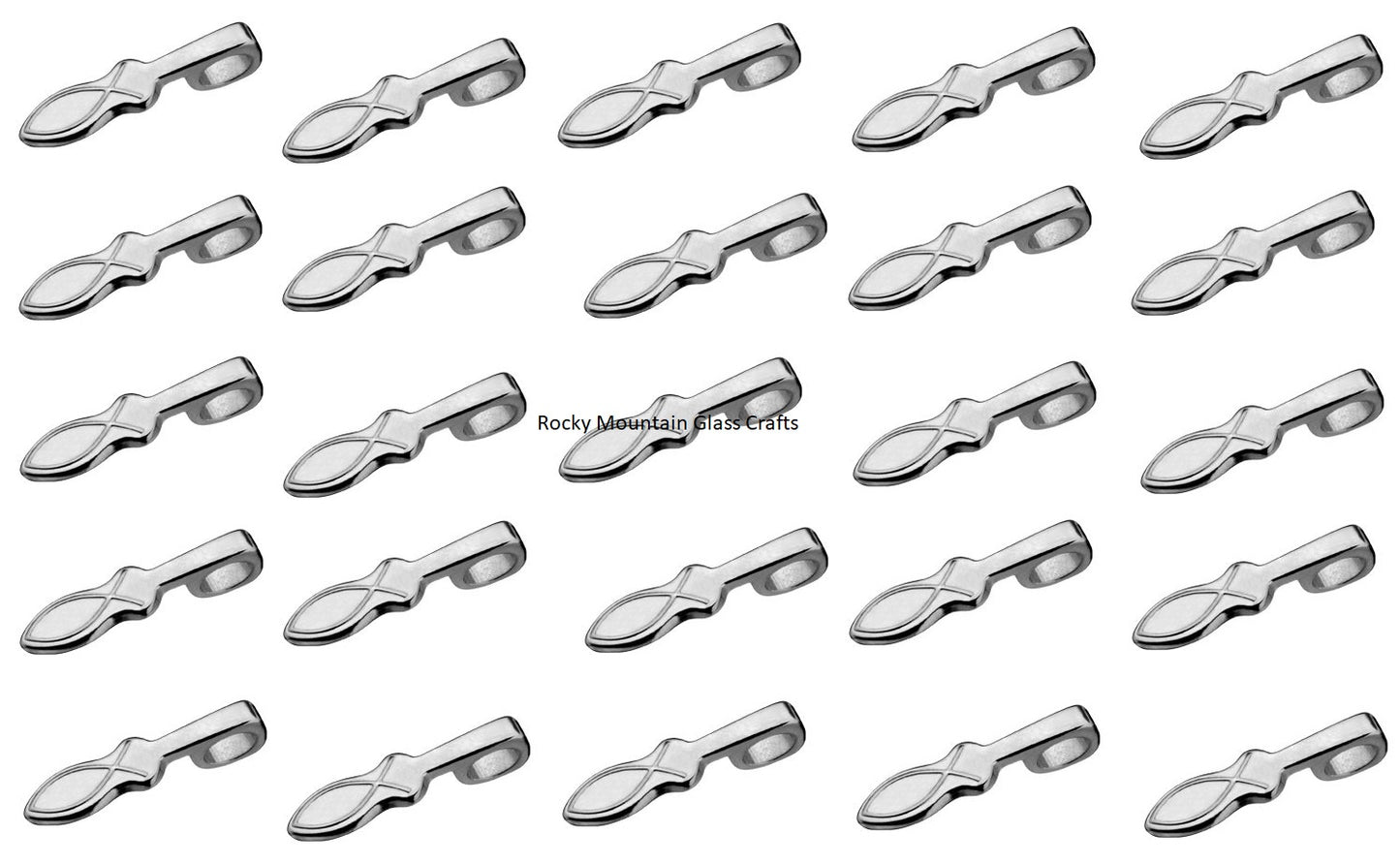 Aanraku FISH Sterling Silver Plated JEWELRY BAILS 25 For Fused Glass Pendants-