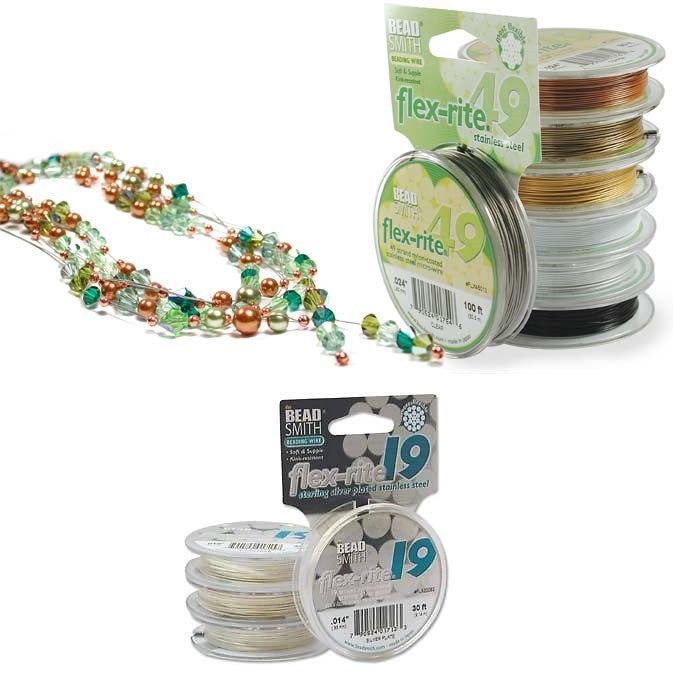 STERLING SILVER PLATE .014" 19 Strand 30 feet BEADSMITH FLEX-RITE Beading Wire-
