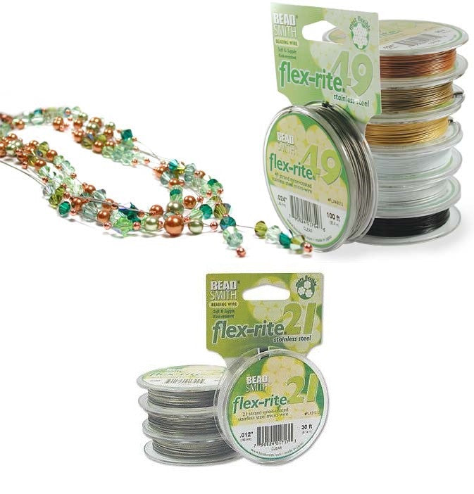 Stainless Steel CLEAR .012" 21 Strand 30' BEADSMITH FLEX-RITE Bead Wire FLEXRITE-