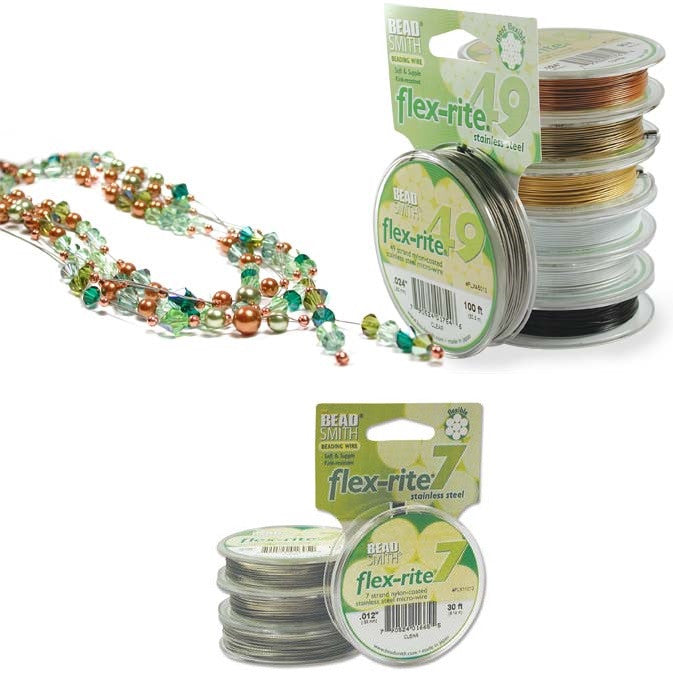 CLEAR COLOR .012" 7 Strand 30 feet BEADSMITH FLEX-RITE Beading Wire FLEXRITE-