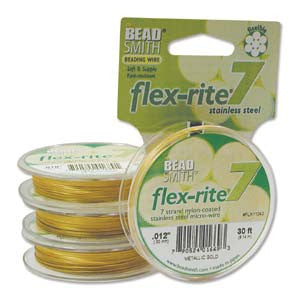 METALLIC GOLD COLOR .012" 7 Strand 30' BEADSMITH FLEX-RITE Bead Wire FLEXRITE-