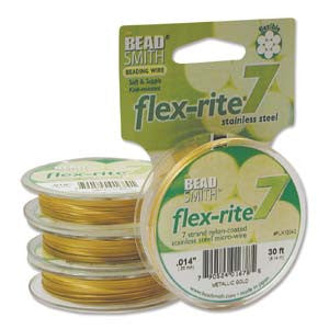 METALLIC GOLD COLOR .014" 7 Strand 30' BEADSMITH FLEX-RITE Bead Wire FLEXRITE-