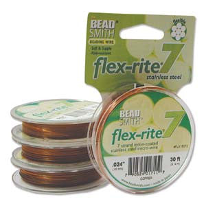 COPPER COLOR .024" 7 Strand 30 feet BEADSMITH FLEX-RITE Beading Wire FLEXRITE-