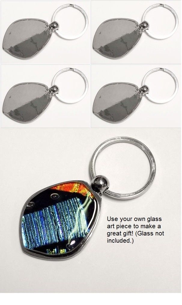 FOUR KEY RING FINDINGS 1" Display Fused Glass Cabachons Aanraku VALUE PACK-