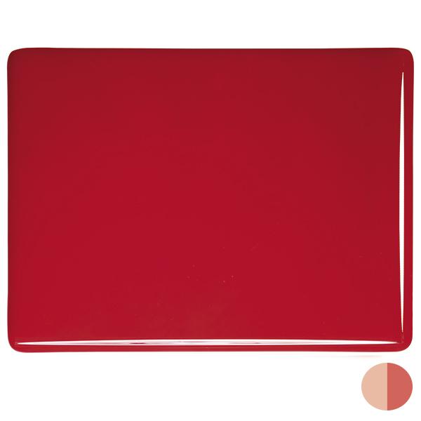 0024 Tomato Red Opal 90 COE Bullseye Fusing Glass Sheet 5x5 inch 3mm Striker 90COE-