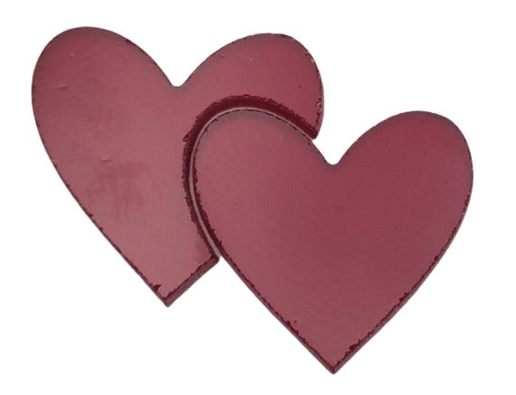 96 COE Double Heart 2 Piece Cluster Fusing Glass Precut Shapes Valentine's Day-Color Red Transparent