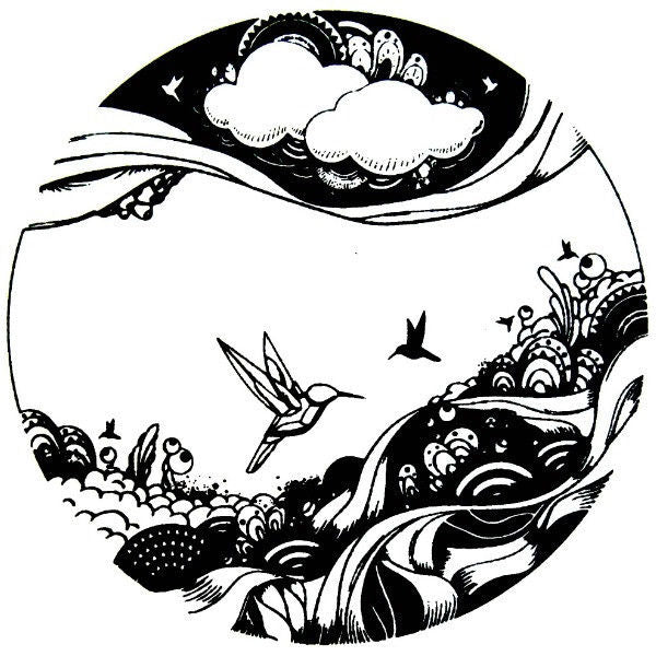 ARTSY BIRD Circle 2" Black Glass Enamel Fusing Decal AAE Kiln Supplies Pendant-