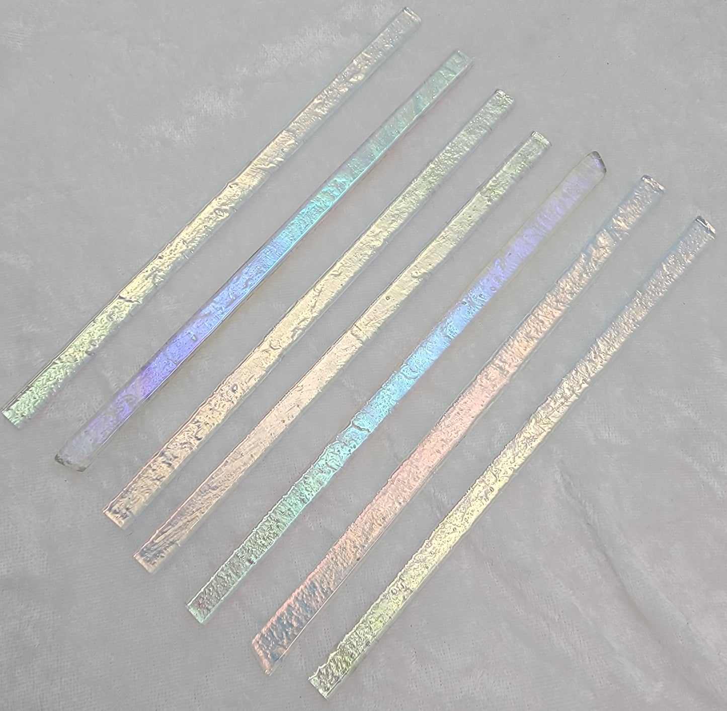Rainbow 1 on Clear Substrate 104 COE Dichroic Strips 2 oz 1/4" Effetre CBS-