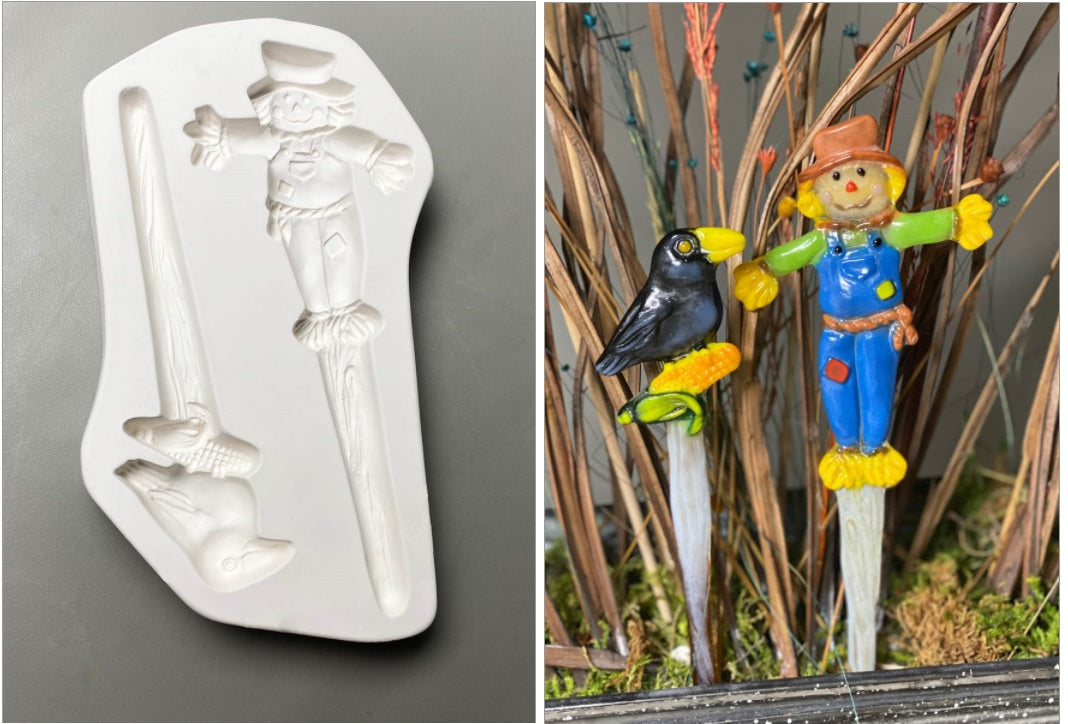 Scarecrow & Crow Stakes Creative Paradise Fusing/Casting Mold LF214 Autumn-